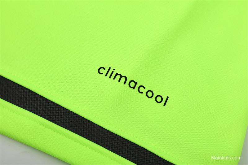 Retro 15/16 Real Madrid Fluorescent Green Half Zipper Jacket+Long Pants