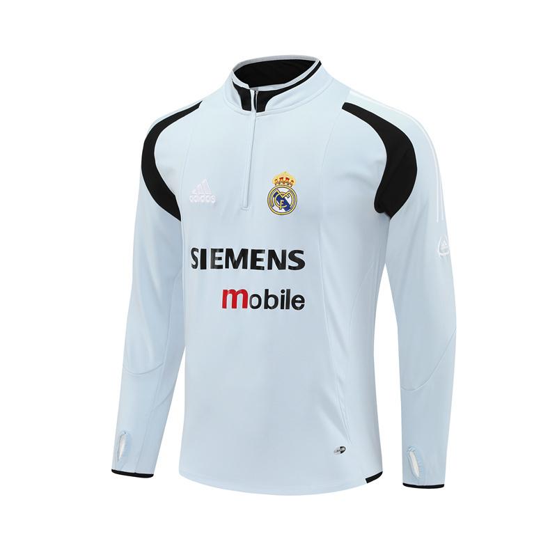 Retro 04/05 Real Madrid Light Grey Half Zipper Jacket+Long Pants