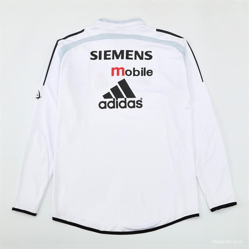 Retro 04/05 Real Madrid White Half Zipper Jacket+Long Pants