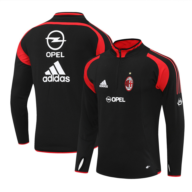 Retro 04/05 AC Milan Black Half Zipper Jacket+Long Pants