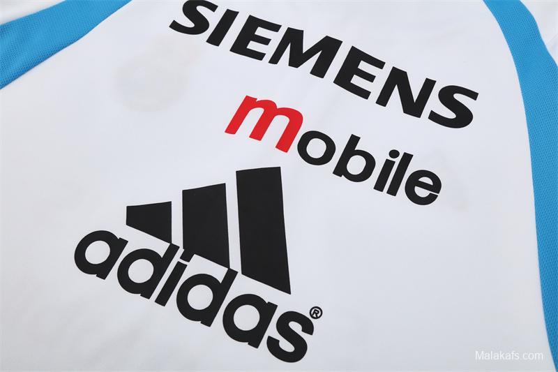 Retro 03/04 Real Madrid White Half Zipper Jacket+Long Pants