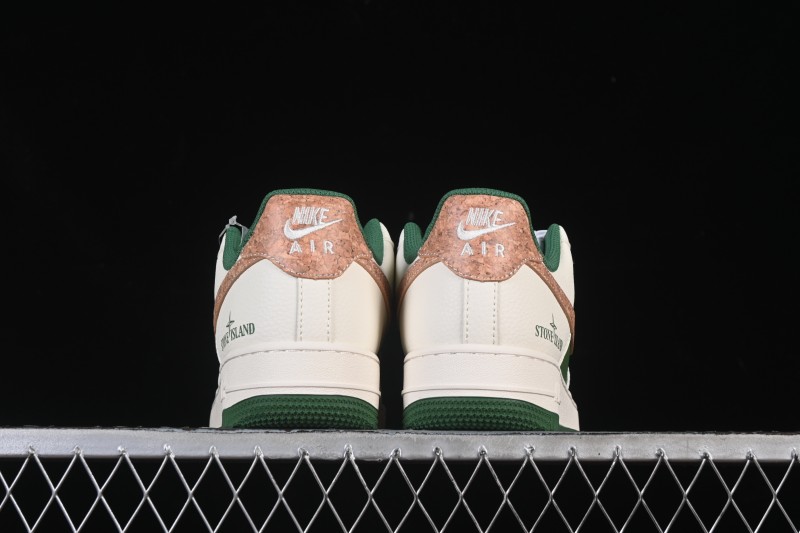 Nike Air Force 1 '07 Low Stone Island Collaboration Beige Green Floral Casual Sneakers - JP8028-010