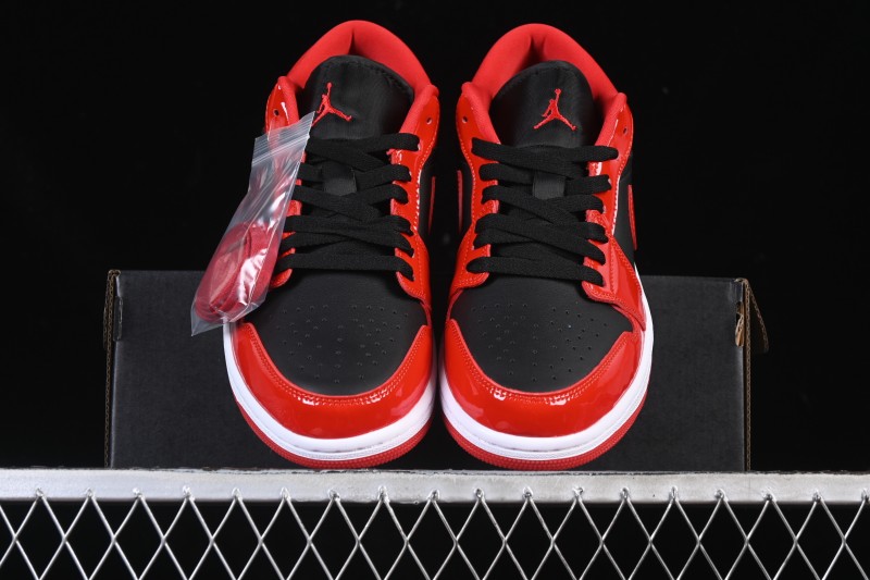 Nike Air Jordan 1 Low AJ1 Patent Leather Black Red Low-Top Casual Sneakers HV4089-006