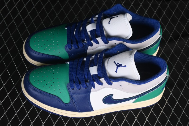Nike Air Jordan 1 Low AJ1 Blue Green Colorway Low-Top Casual Skate Shoes - 553558-147