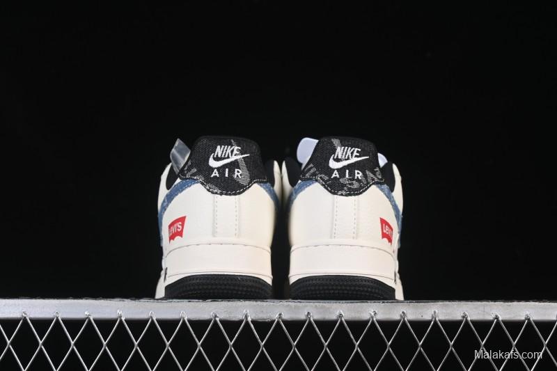 Nike Air Force 1 '07 Low Levi's Collaboration Light Blue Denim Four Swoosh Casual Sneakers - QW5606-261