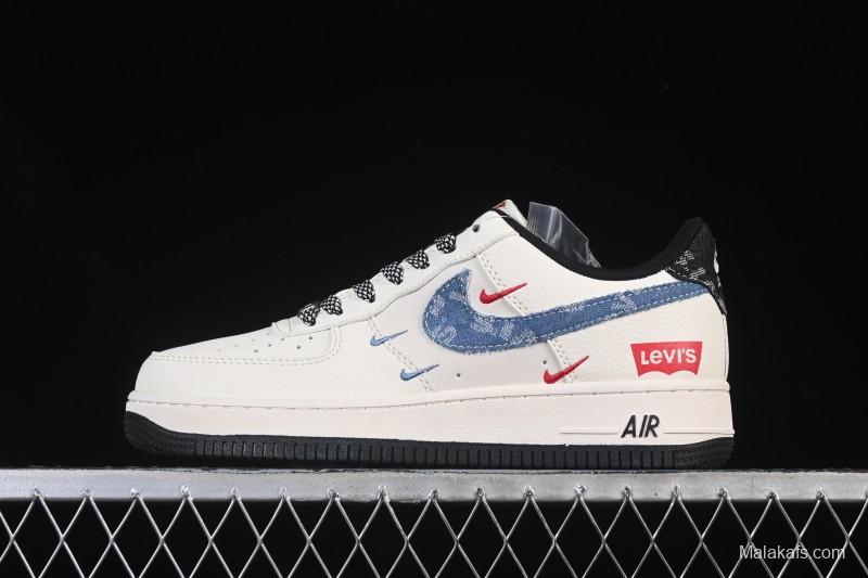 Nike Air Force 1 '07 Low Levi's Collaboration Light Blue Denim Four Swoosh Casual Sneakers - QW5606-261