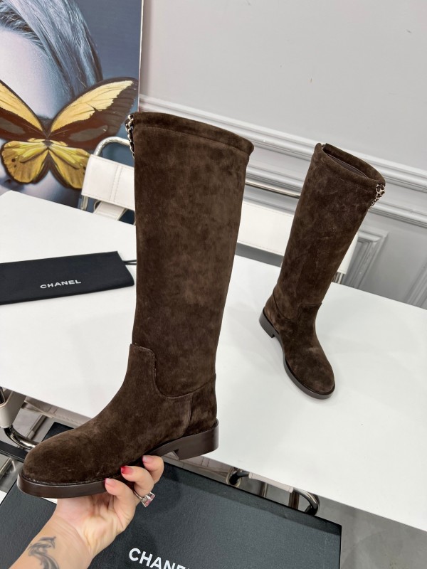 Chanel 2025/SS Quilted Leather Chain CC Four-Leaf Clover Flat Ankle Boots - LY00510