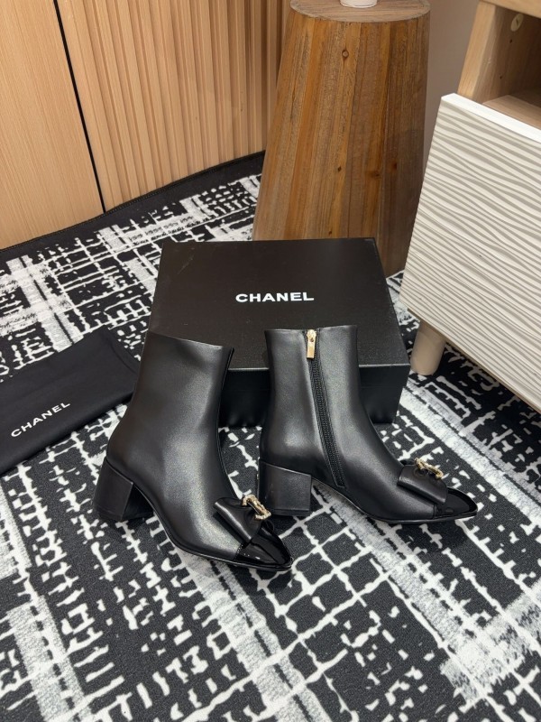 Chanel 2025 SS Bow CC Crystal Buckle Ankle Boots - LY00340/LY00350