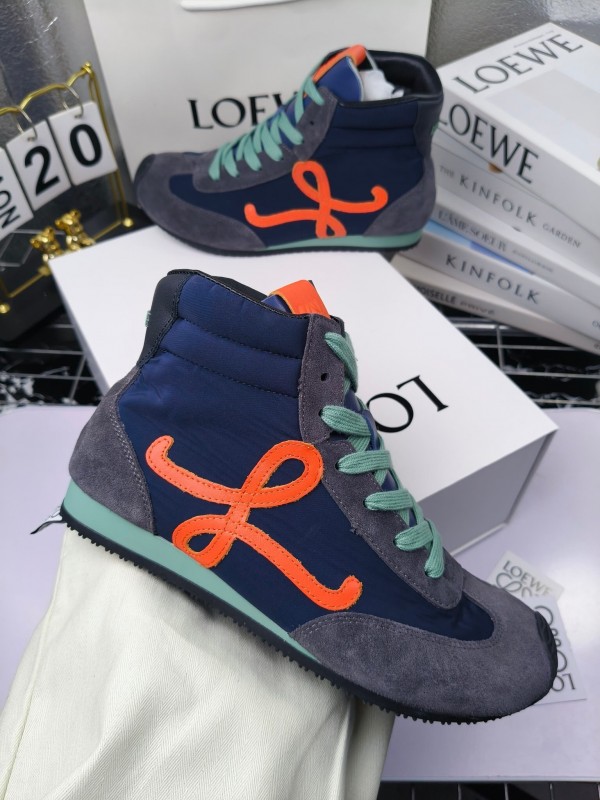 LOEWE High-Top German Training Sneakers Retro Fashion Casual White Shoes - LY00330