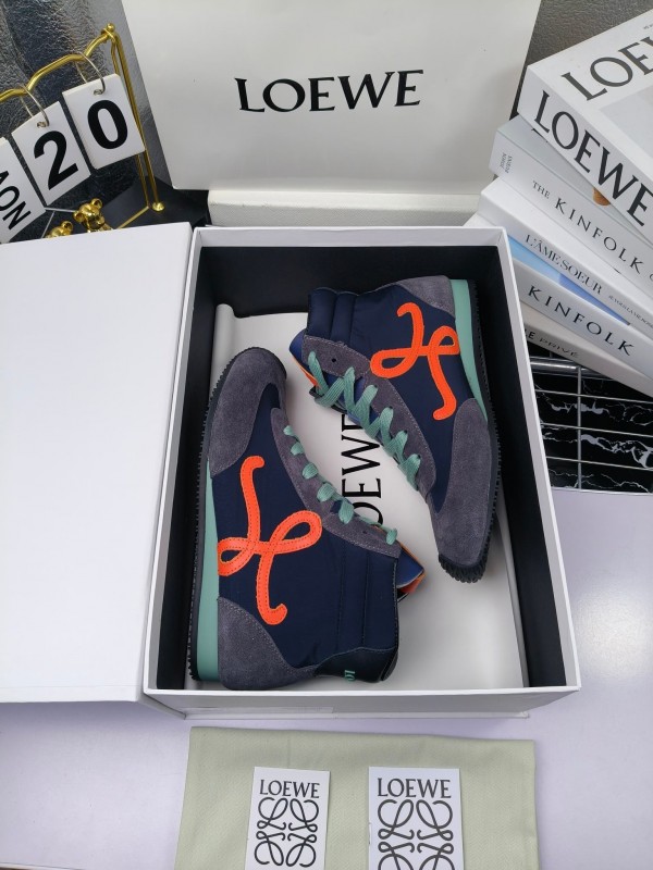 LOEWE High-Top German Training Sneakers Retro Fashion Casual White Shoes - LY00330