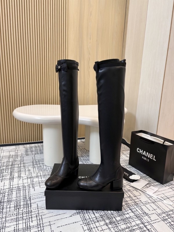 Chanel Classic Chunky Heel Back Zipper Long Boots - LY00360