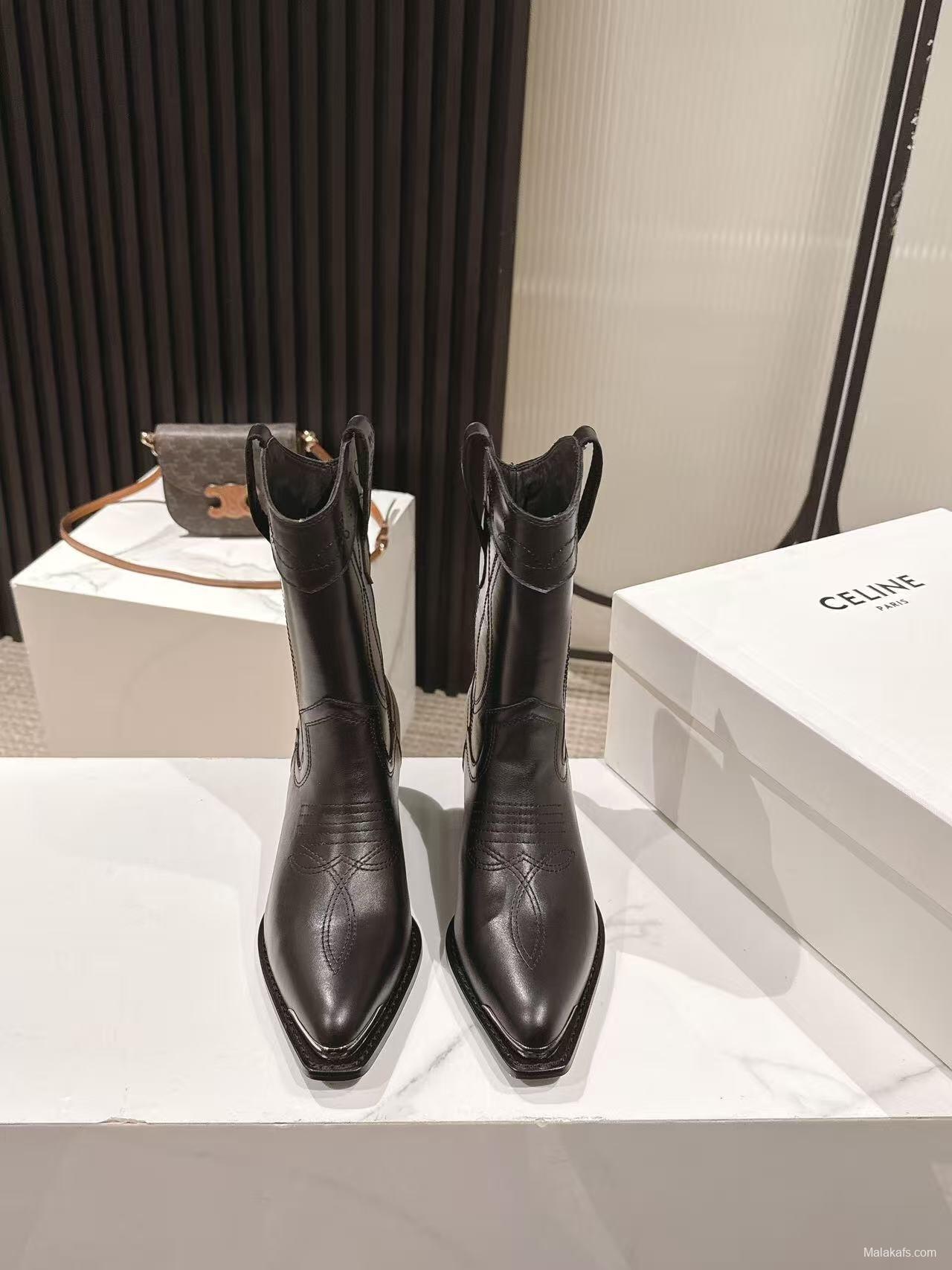 CELINE Fashion Boots Retro Style with Arch de Triomphe Logo - LY00440
