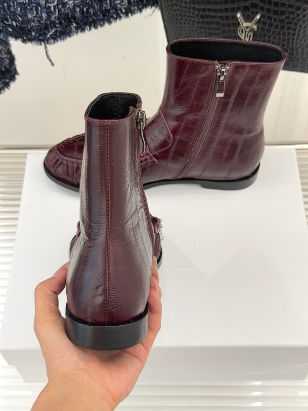 Saint Laurent YSL Letter Loaf Short Boots with Pleated Edge - KFY00430