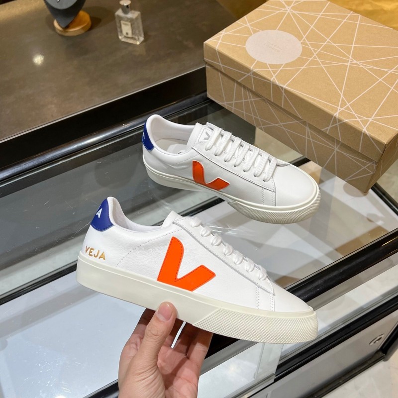 VEJA Classic White Sneakers V Logo Lace-Up Retro Flat Thick Sole Casual Sports Shoes - LY00220