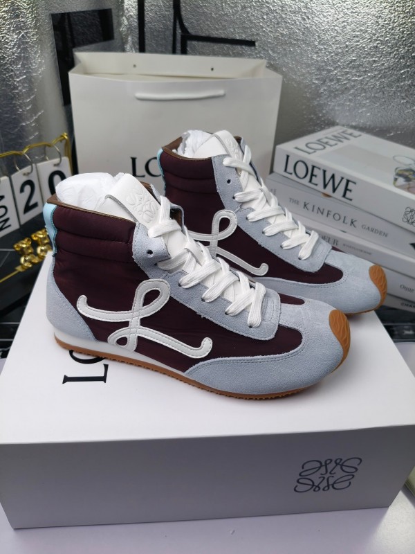 LOEWE High-Top German Training Sneakers Retro Fashion Casual White Shoes - LY00330