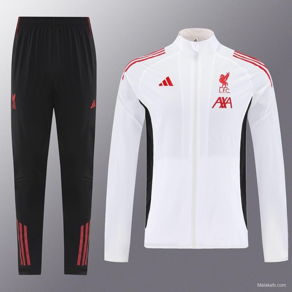 25/26 Liverpool White S-2XL Half Zipper Jacket+Long Pants