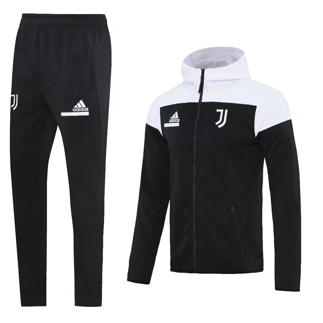 25/26 Juventus Hoodie White/Black Full Zipper Jacket +Long Pants