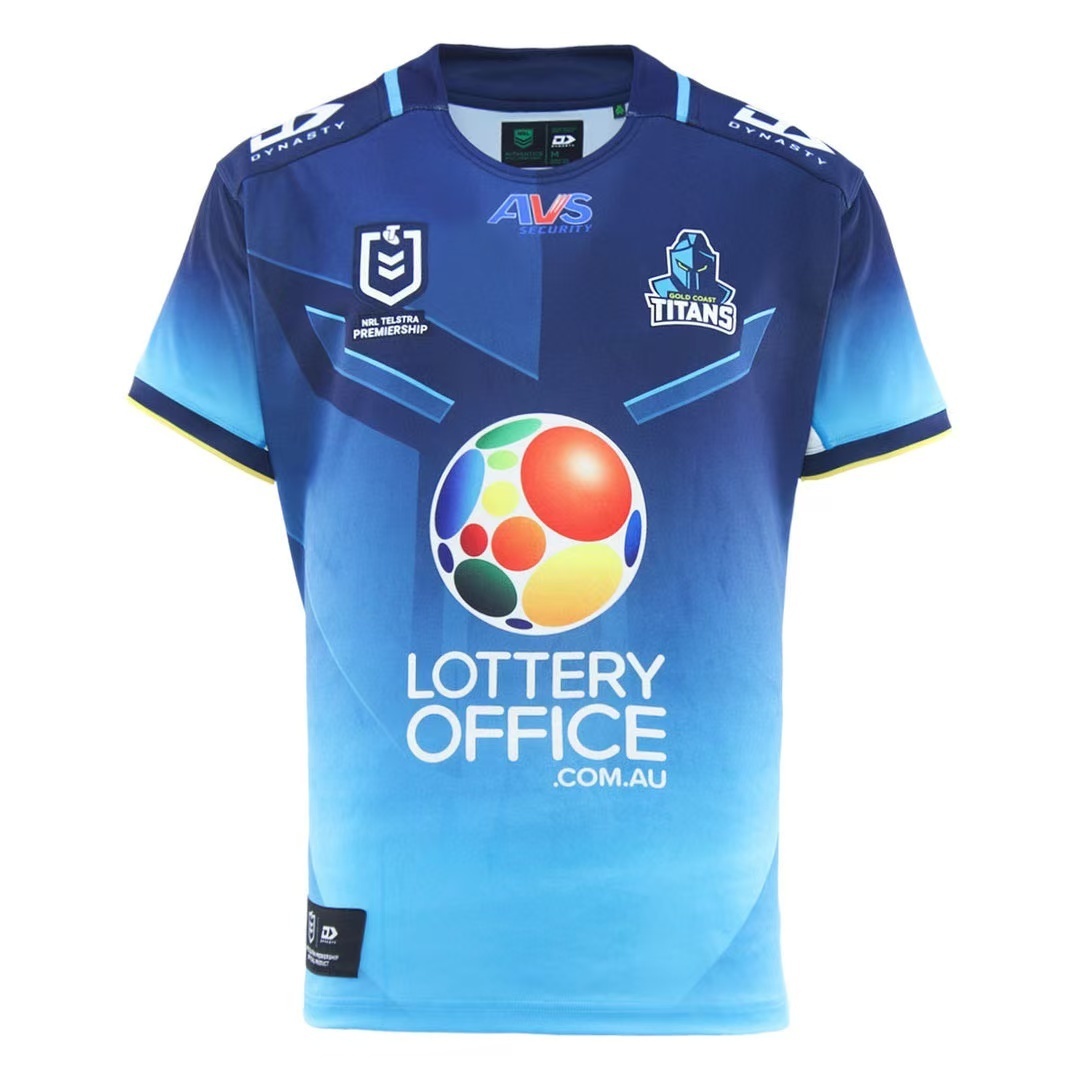 2026 Gold Coast Titans Navy to Sky Blue Gradient with Geometric Pattern Home Jersey