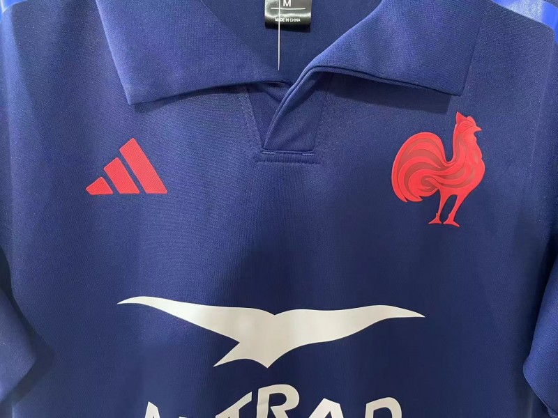 2025 France Navy Blue with Tricolor Stripes Home Jersey