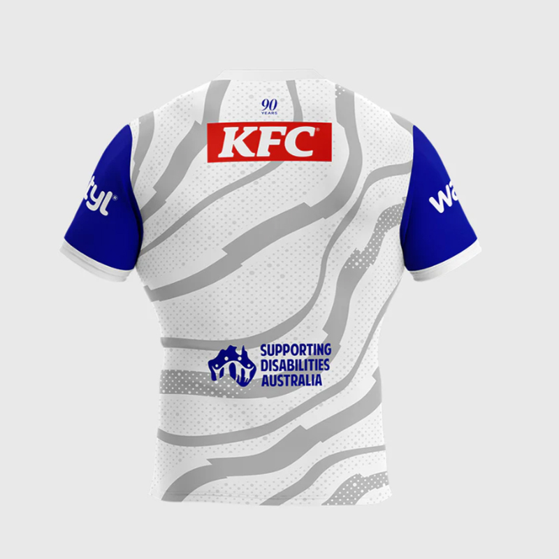 25/26 Canterbury Bankstown Bulldogs Grey with Blue Sleeves and Wave Pattern Jersey