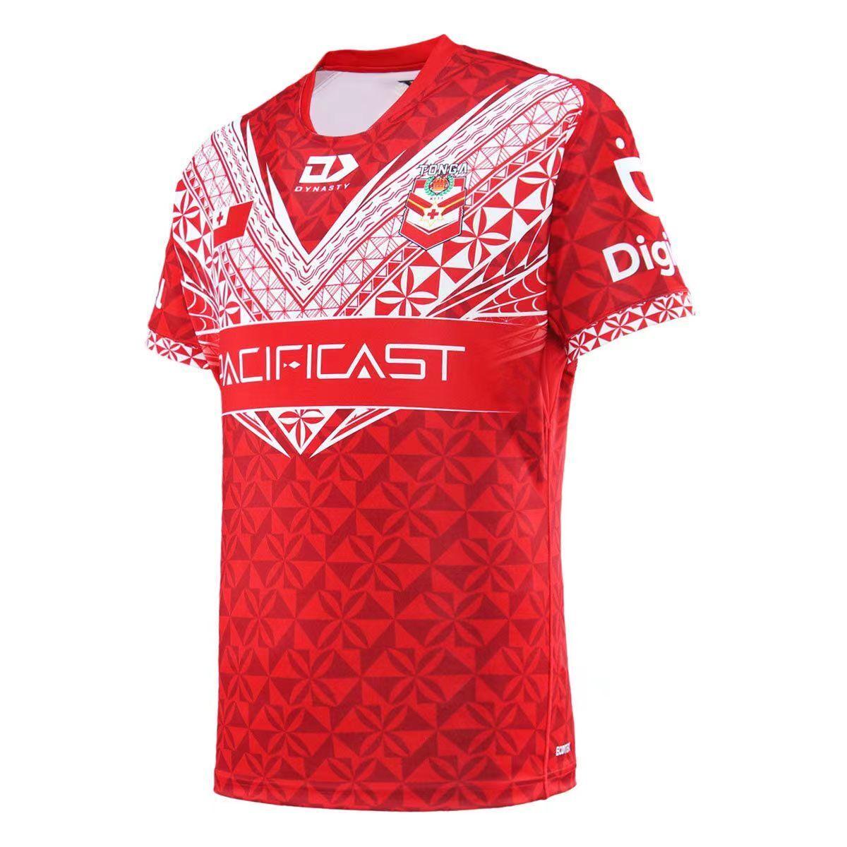 2026 Tonga Rugby League Red with Traditional Polynesian Geometric Pattern Jersey