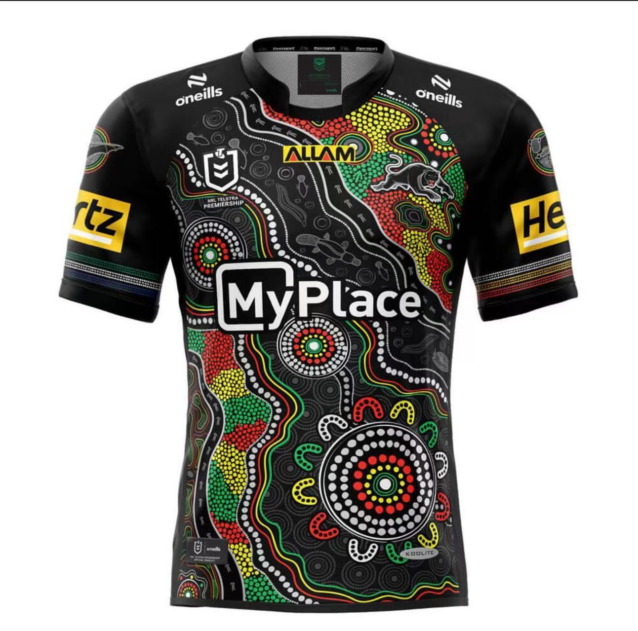 25/26 Penrith Panthers Black with Indigenous Art Design Jersey
