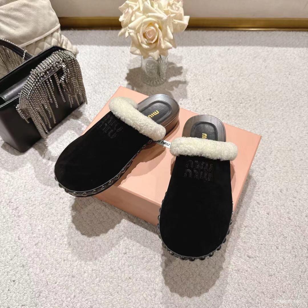 Miu Miu Cotton Shoes Sandals 2025 SS New Season Unique Washing Craft - LY00260