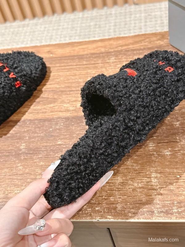Balenciaga Paris World Limited Edition Series Embroidered Platform Shearling Slippers - AS00200
