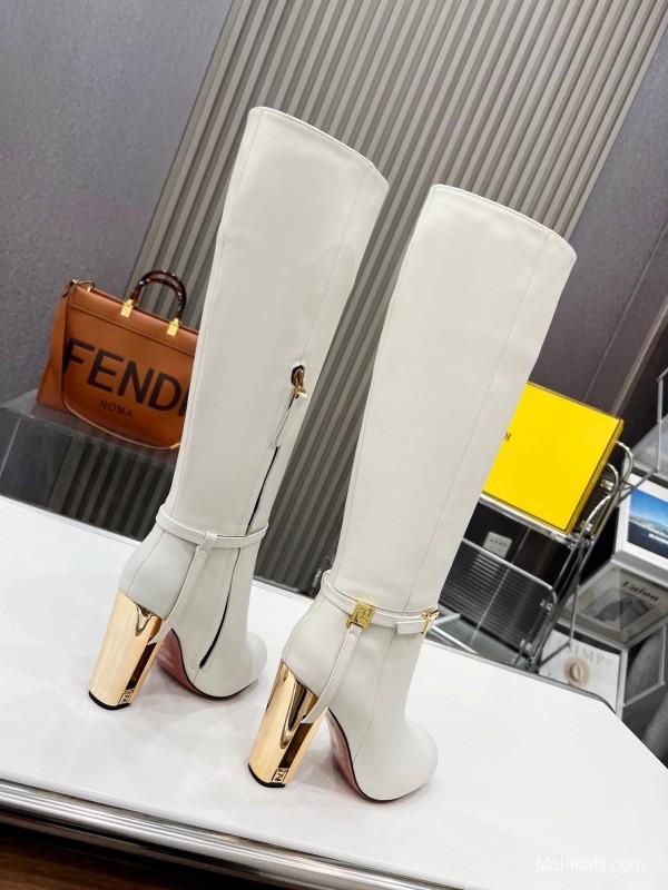 FENDI Delfina Round Toe Boots with FF Buckle - LY00520