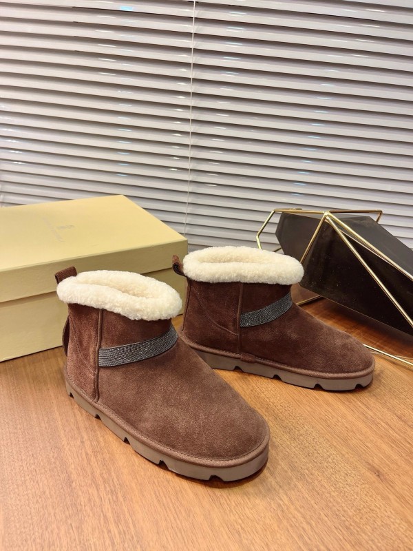 Brunello Cucinelli Winter New Snow Boots Sheepskin Bun Boots - AS00350
