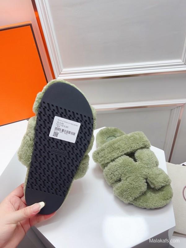 H Erijus Shoes 2025 Spring Summer Collection Genuine Fur Slippers - LY00270