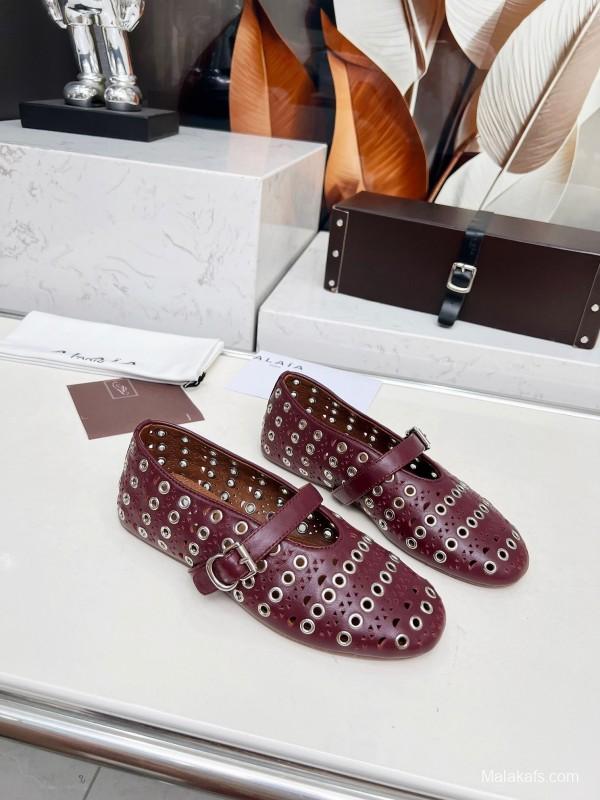 Alaia 2025/SS Perforated Ballet Flats - LY00320