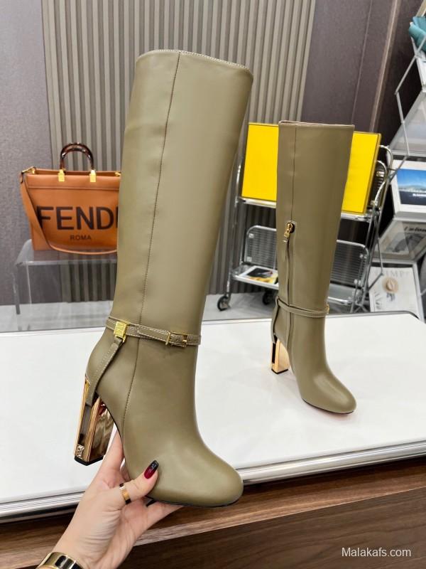 FENDI Delfina Round Toe Boots with FF Buckle - LY00520