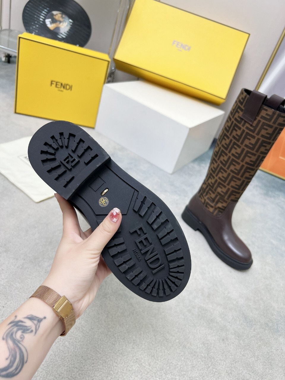 FENDI 2025/SS Fall/Winter Monogram Platform High-Top Boots - LY00400