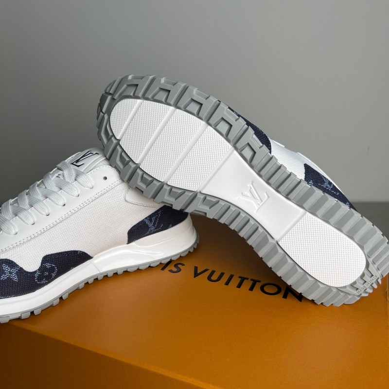 Lv Run Away Leather Round Toe Lace-Up Low Top Casual Shoes Men's - YC
