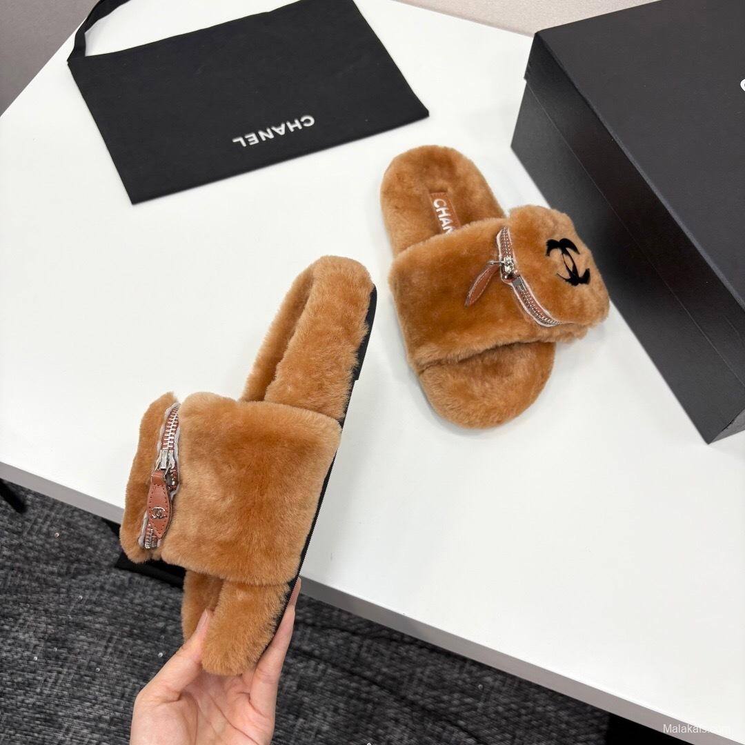 Chanel 2025 SS Latest Color Fur Slippers - LY00270