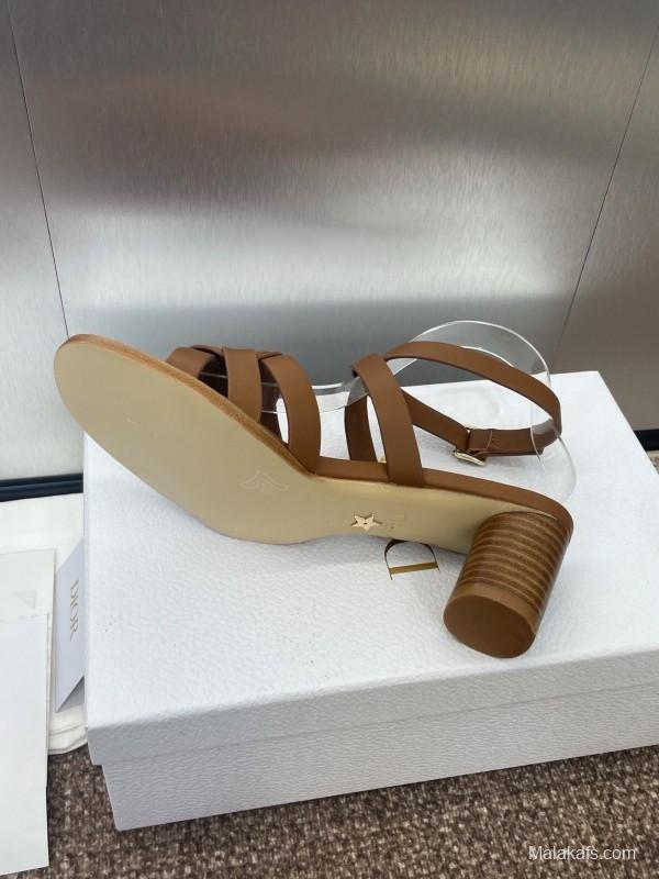 Dior D-Club Jelly Color Hollow Layered Cross Strap Mid Heel Women Shoes - KFY00290