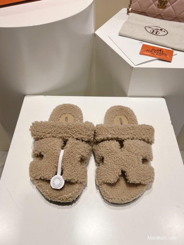 H Love Erjiu Full Fur Slippers Granule Fur Style - LY00300