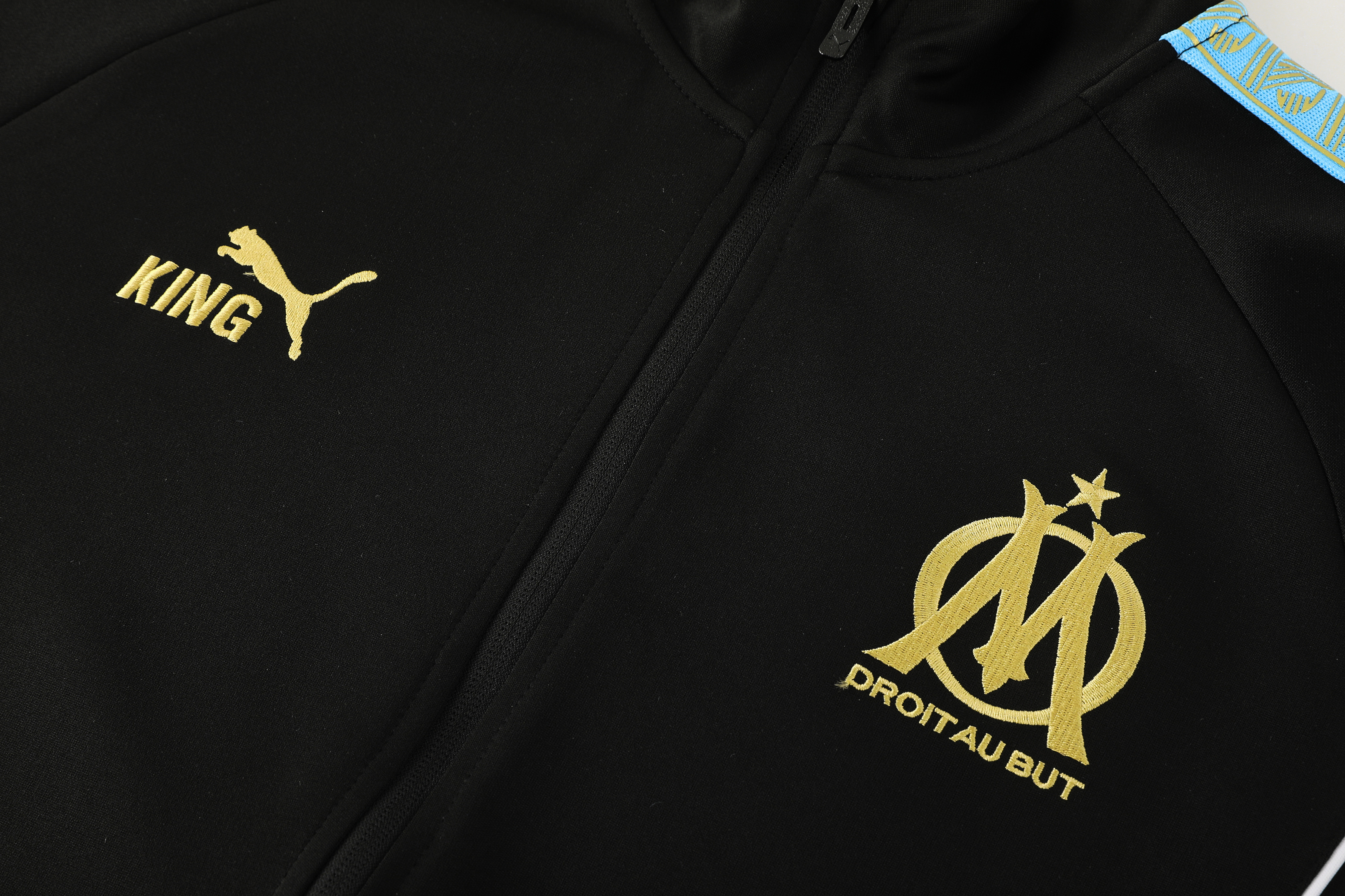 25/26 Olympique Marseille Black Full zipper Jacket Tracksuit+ long pants