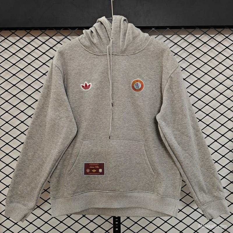Player Version 2026  Aston Villa x Adidas Home Embroidered Fleece Hoodie 9 Colors