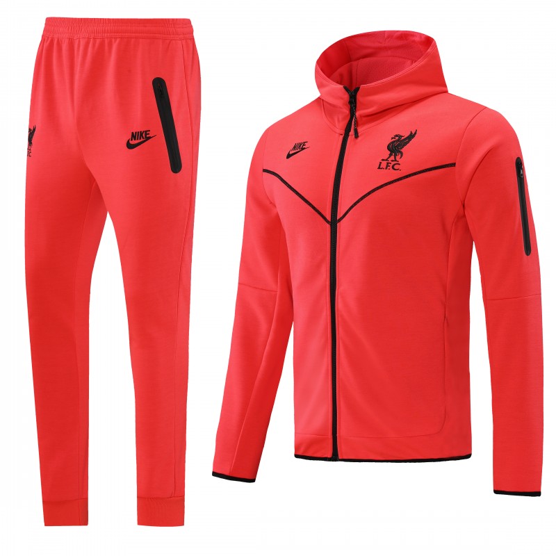 26/27 Liverpool Red Full Zipper Hooded Jacket Tracksuit + Long Pants