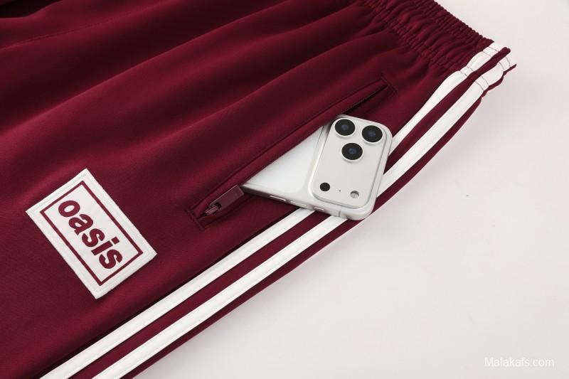 2026 Adidas x OASIS Wine Full Zipper Jacket + Long Pants