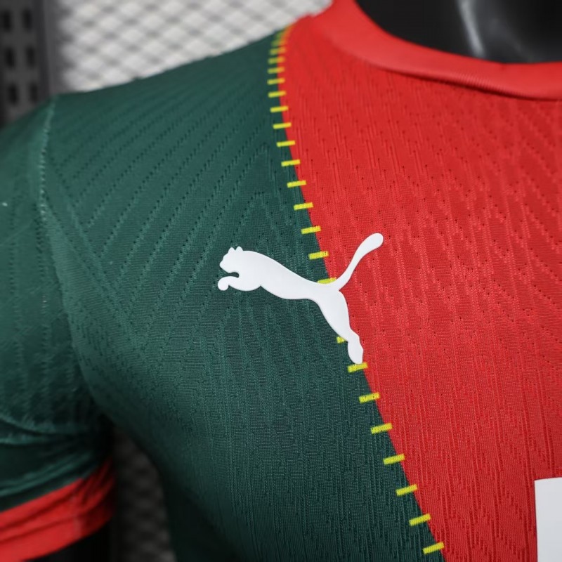 25/26 Player Version Marseille Red and Green with Morocco Flag Design Jersey