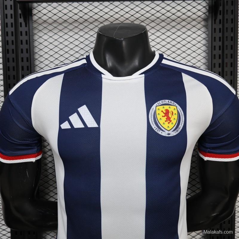 Player Version 2027 Scotland Away White/Navy Vertical Stripes Jersey