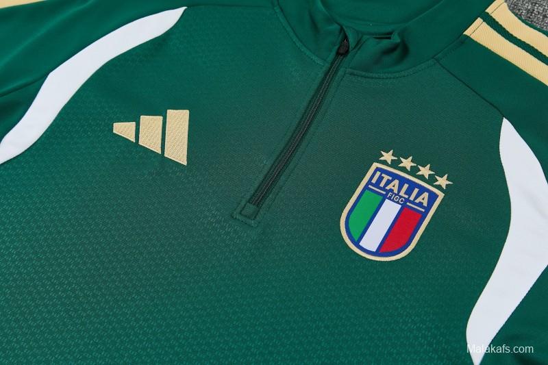 26/27 Italy Green Half Zipper Jacket Tracksuit + Long Pants