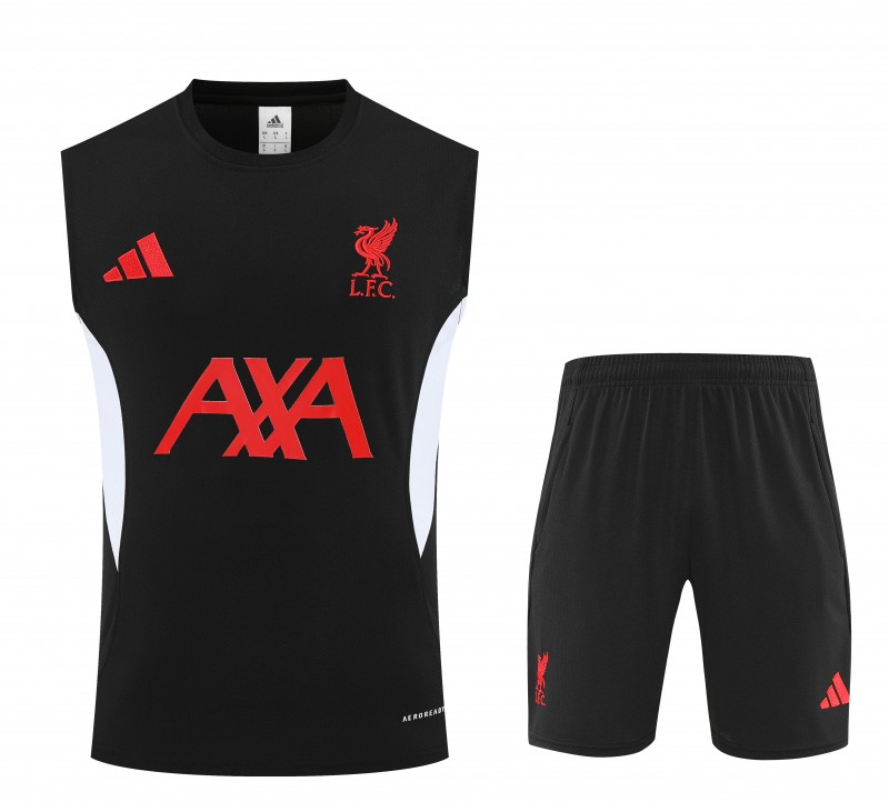 26/27 Liverpool Black Sleeveless Training Vest +Shorts Set