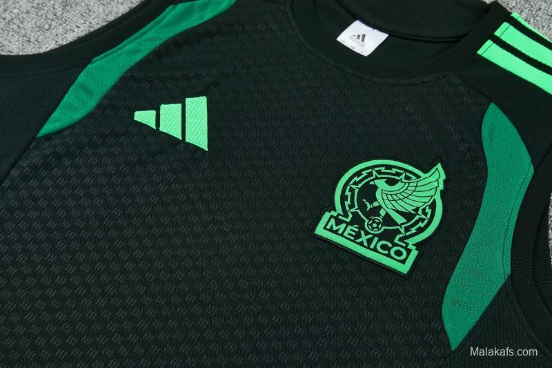 26/27  Mexico Black Sleeveless Training Vest +Shorts Set