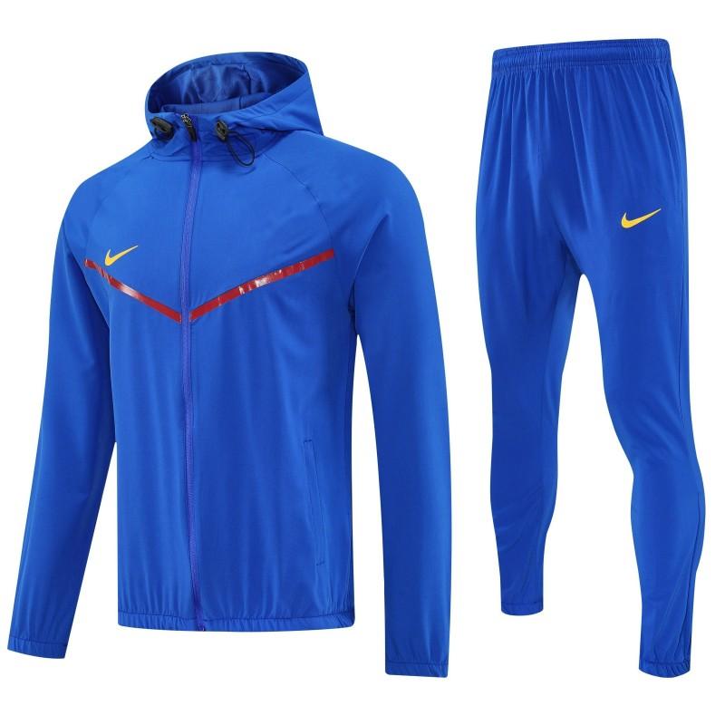 26/27 Nike Blue Full Zipper Hooded Jacket Tracksuit + Long Pants