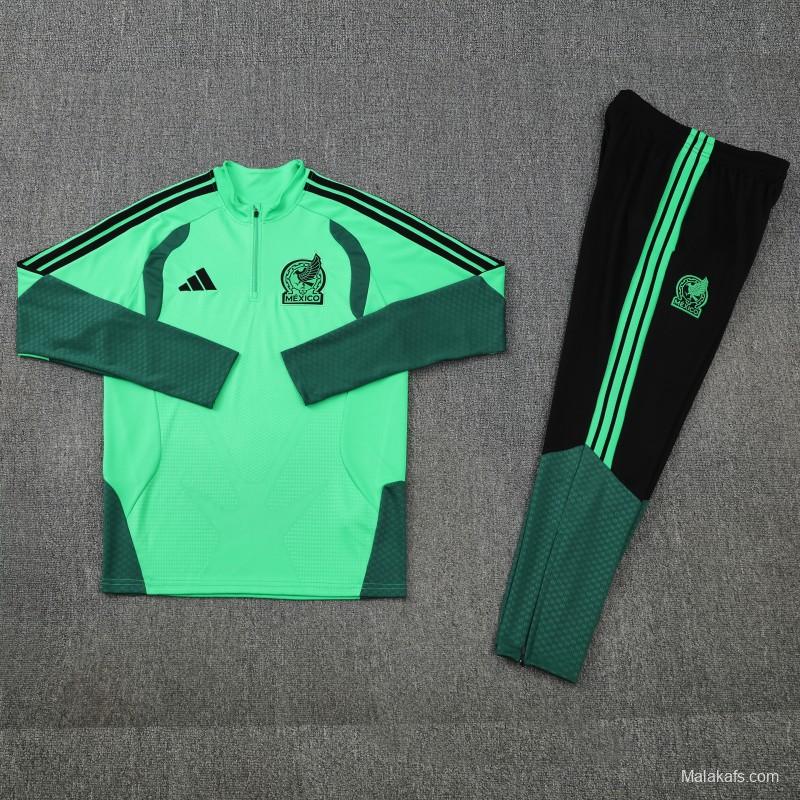 26/27  Mexico Green Half Zipper Jacket Tracksuit  + Long Pants