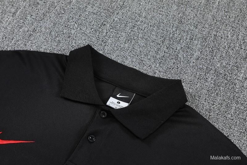 26/27  Paris Black Polo Training Shirt + Long Pants Tracksuit